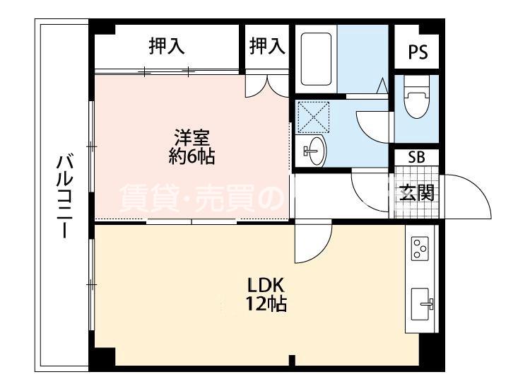 三軒家西の完工年月(1990年2月)築の賃貸マンションの間取り