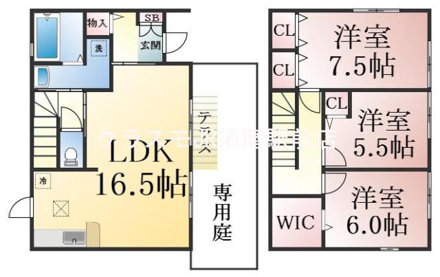多井畑南町の完工年月(2006年12月)築の賃貸一戸建ての間取り