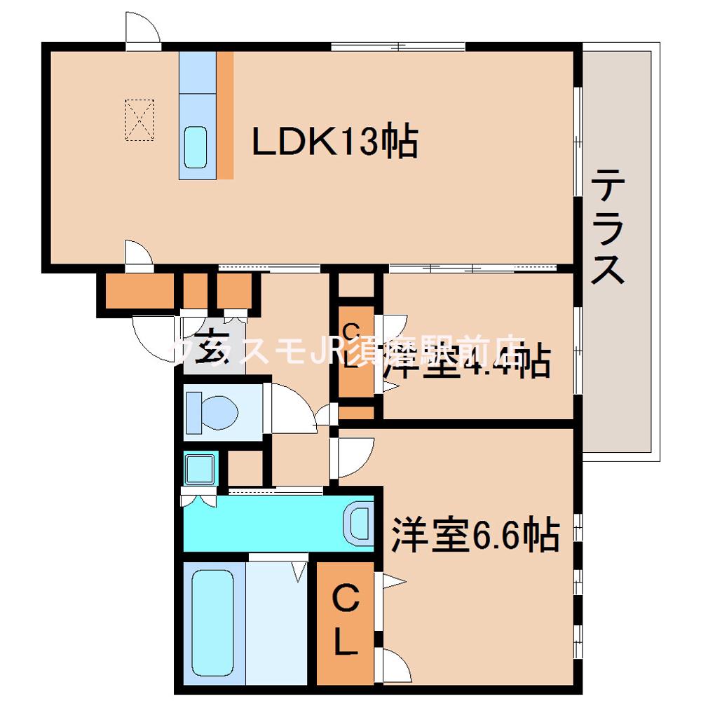 行幸町の完工年月(2016年3月)築の賃貸マンションの間取り