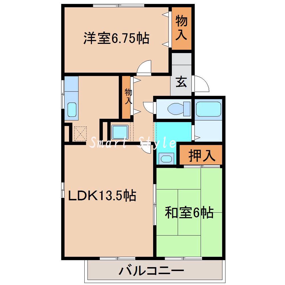 大手町の完工年月(2000年11月)築の賃貸アパートの間取り