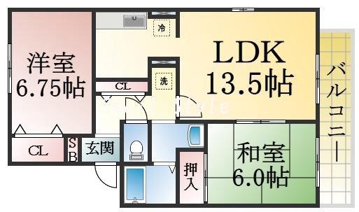 大手町の完工年月(2001年5月)築の賃貸アパートの間取り