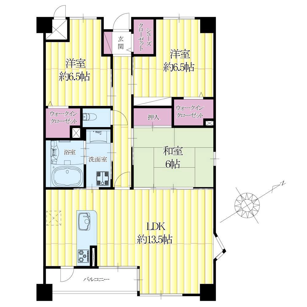 原町の完工年月(2008年2月)築の賃貸マンションの間取り