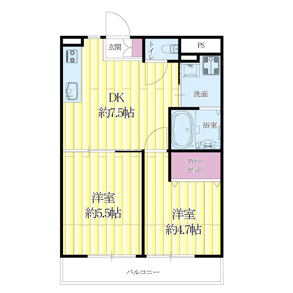 内本町の完工年月(2015年1月)築の賃貸アパートの間取り