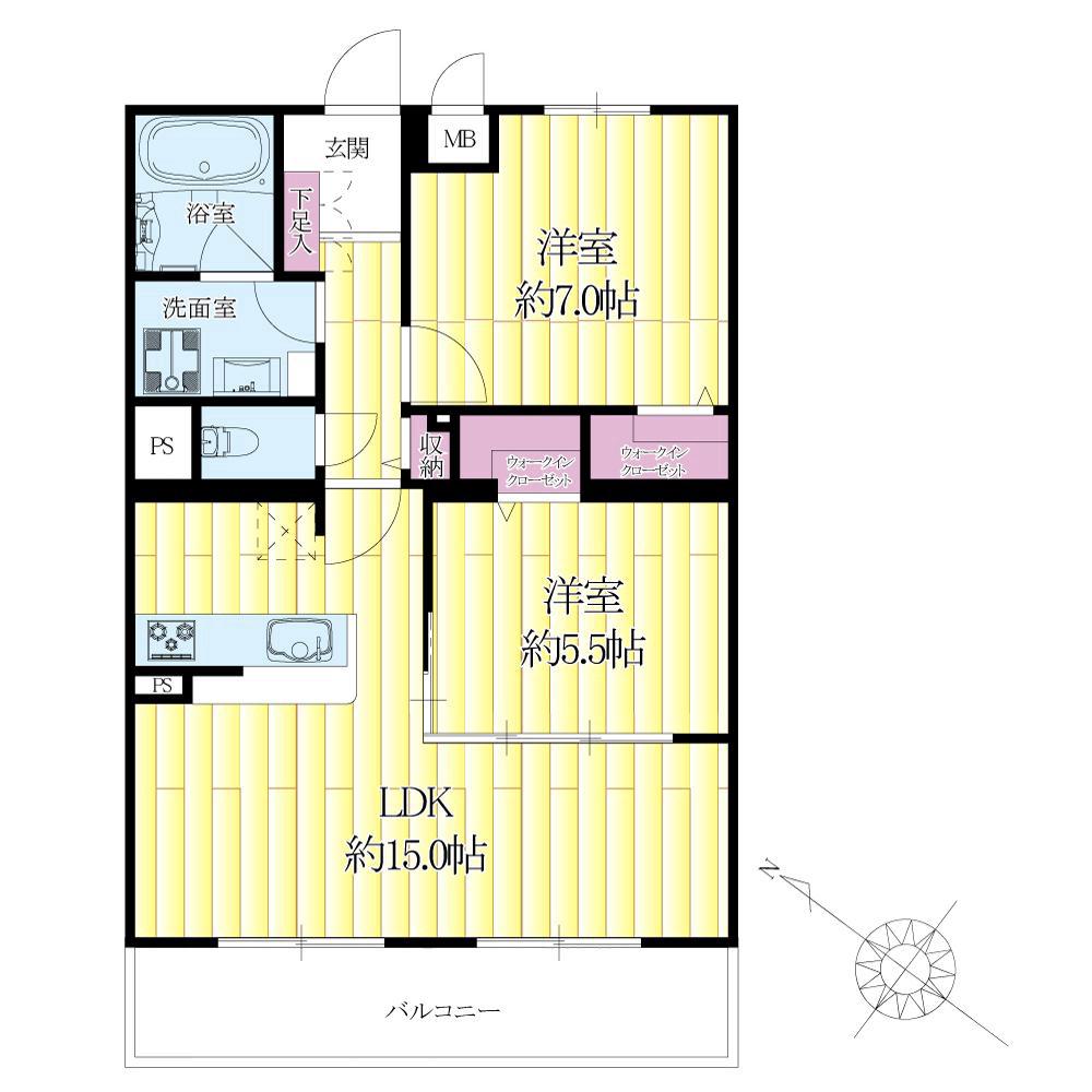 山田東の完工年月(2018年1月)築の賃貸マンションの間取り