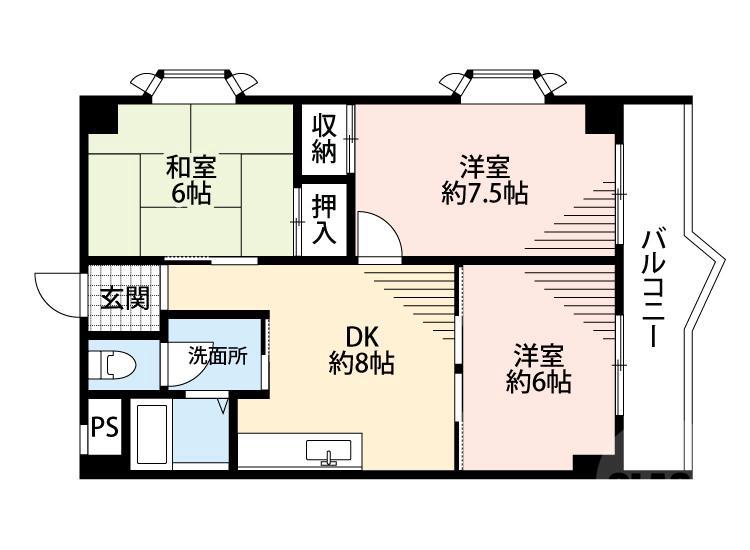 山田南の完工年月(1988年12月)築の賃貸マンションの間取り