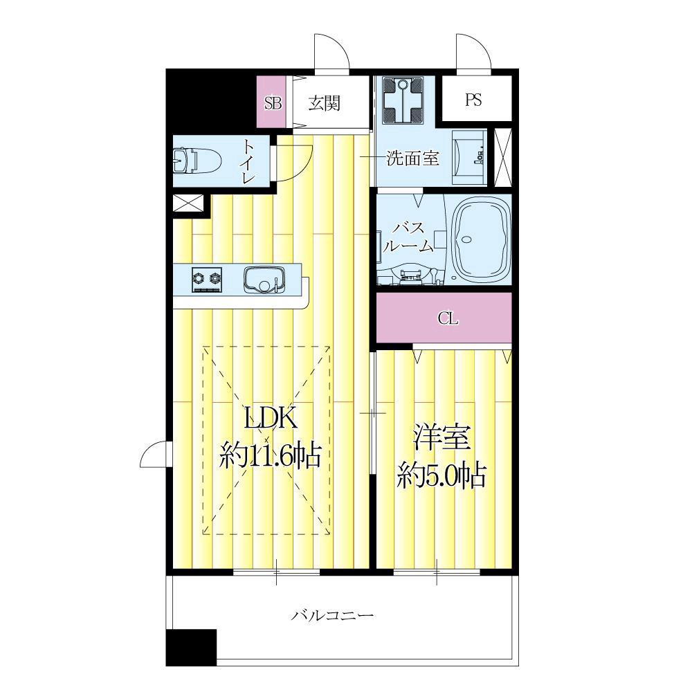 金田町の完工年月(2014年3月)築の賃貸マンションの間取り
