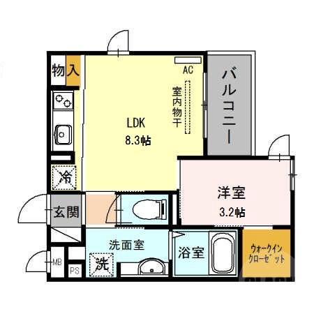 昭和町の完工年月(2017年3月)築の賃貸アパートの間取り