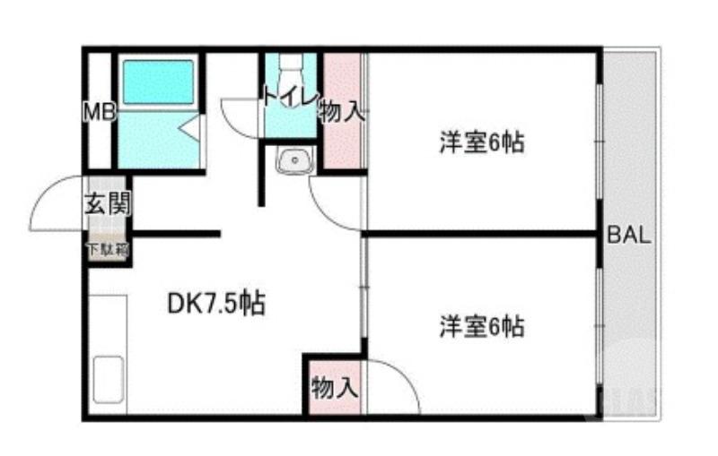 岸部南の完工年月(1980年3月)築の賃貸マンションの間取り
