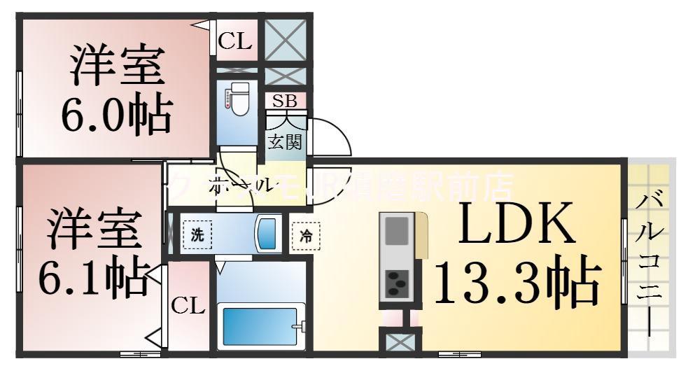 衣掛町の完工年月(2019年8月)築の賃貸アパートの間取り