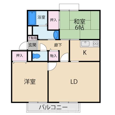 カルチェ東香里ⅡAの間取り