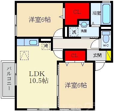 エスポワール東寝屋川 A棟の間取り