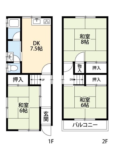 萱島信和町18-17貸家の間取り