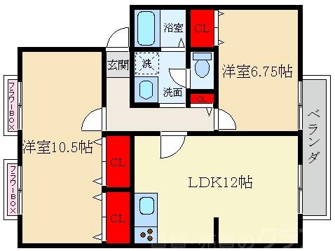 サンビレッジ岩井Dの間取り