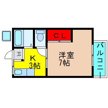 木屋元町の完工年月(1991年9月)築の賃貸アパートの間取り