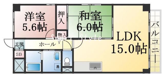 本庄町の完工年月(1997年2月)築の賃貸マンションの間取り