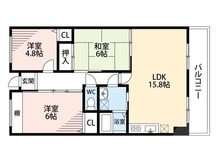 佐井寺の完工年月(1999年3月)築の賃貸マンションの間取り
