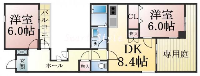 潮見台町の完工年月(1988年2月)築の賃貸マンションの間取り