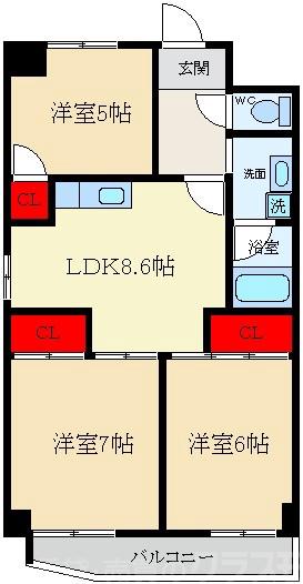 ウエストサイドの間取り