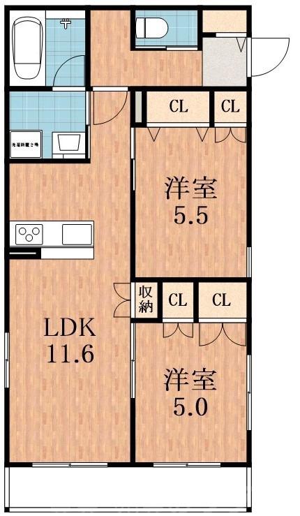 桑津の完工年月(2020年2月)築の賃貸マンションの間取り
