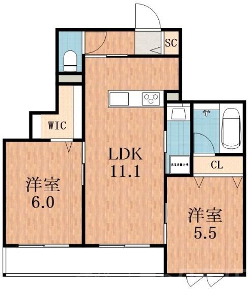 加美北の完工年月(2020年3月)築の賃貸マンションの間取り