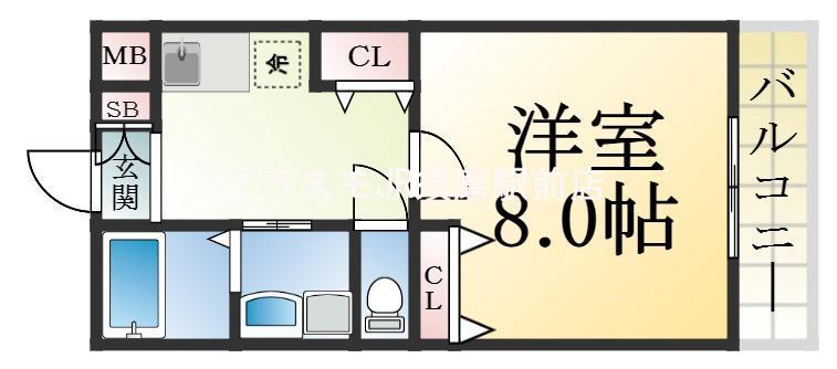 月見山本町の完工年月(2001年2月)築の賃貸マンションの間取り