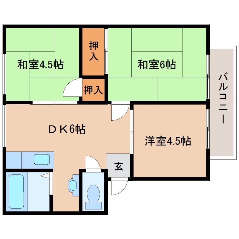 石橋ハイツB棟の間取り