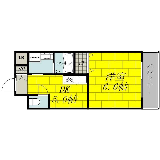 朝日町の完工年月(1999年12月)築の賃貸マンションの間取り