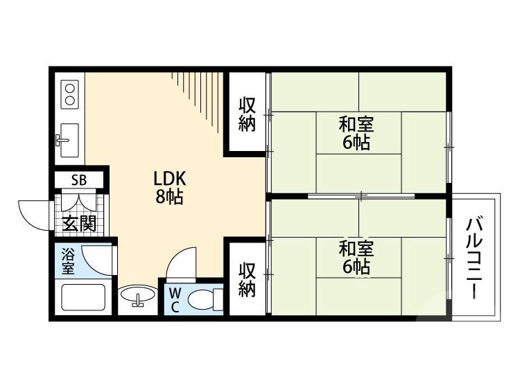 日の出町の完工年月(1972年4月)築の賃貸マンションの間取り