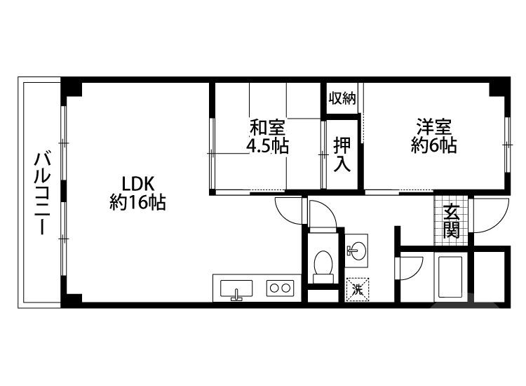 鶴野の完工年月(1984年8月)築の賃貸マンションの間取り