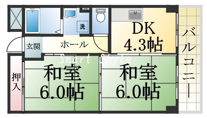 海運町の完工年月(1998年6月)築の賃貸マンションの間取り