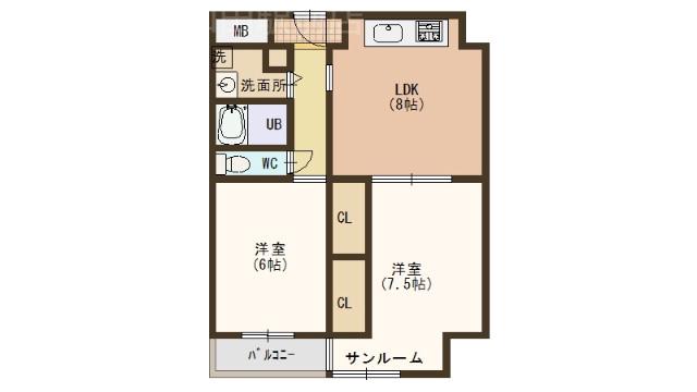 上島町の完工年月(1998年2月)築の賃貸マンションの間取り