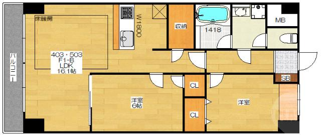 尺谷の完工年月(2020年4月)築の賃貸マンションの間取り