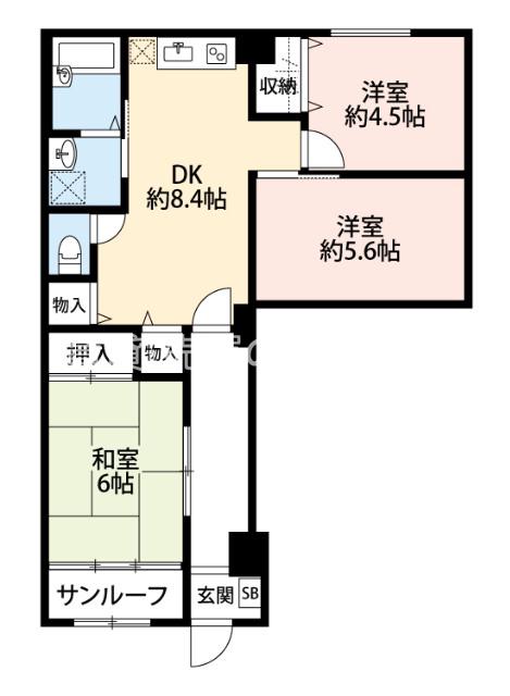 三軒家西の完工年月(1980年3月)築の賃貸マンションの間取り