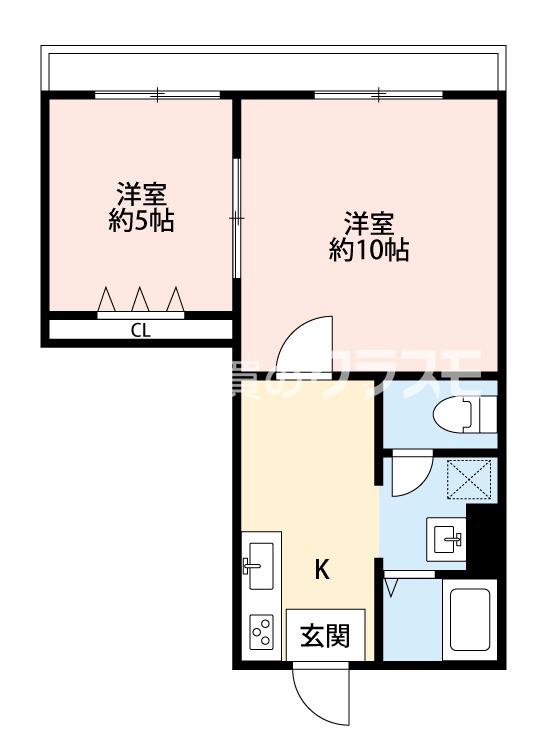 平尾の完工年月(1968年7月)築の賃貸マンションの間取り