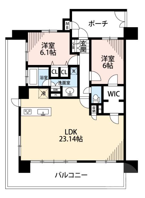 寿町の完工年月(2006年6月)築の賃貸マンションの間取り