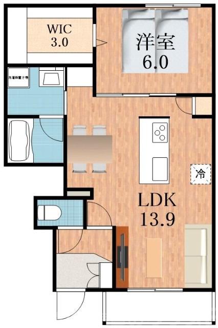 晴明通の完工年月(2021年3月)築の賃貸マンションの間取り