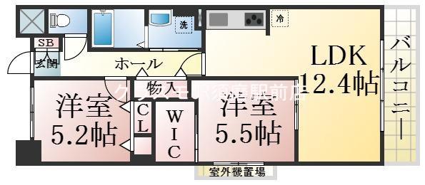 若松町の完工年月（2000年1月）築の賃貸マンションの間取り