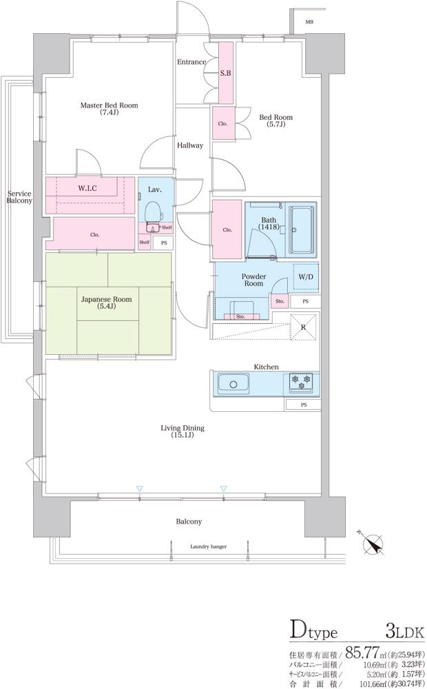 津雲台の完工年月(2020年9月)築の賃貸マンションの間取り