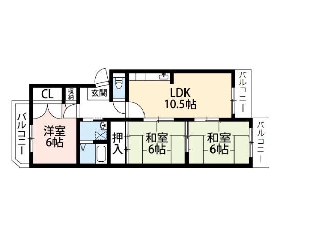 山手町の完工年月(1986年11月)築の賃貸マンションの間取り