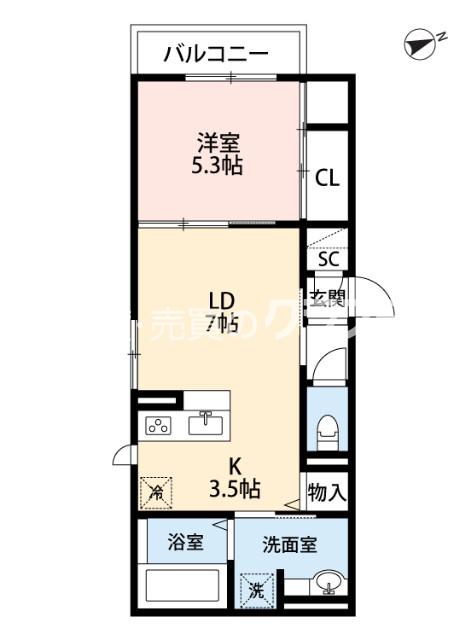 泉尾の完工年月(2021年3月)築の賃貸アパートの間取り