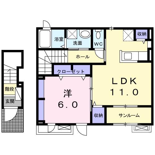 丑寅の完工年月(2018年3月)築の賃貸アパートの間取り