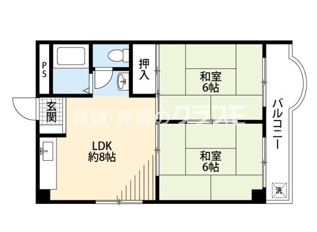 三軒家東の完工年月(1986年9月)築の賃貸マンションの間取り