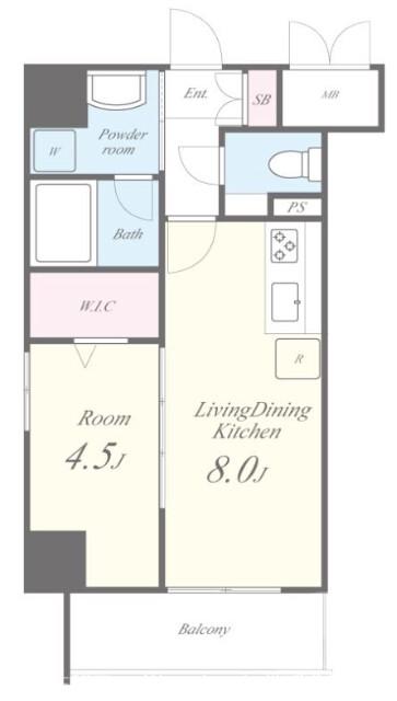 朝日町の完工年月(2021年6月)築の賃貸マンションの間取り