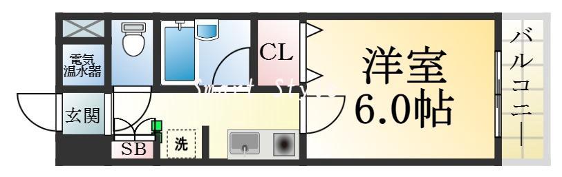 行平町の完工年月(1995年3月)築の賃貸マンションの間取り