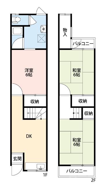 黒原橘町の完工年月(1972年11月)築の賃貸一戸建ての間取り