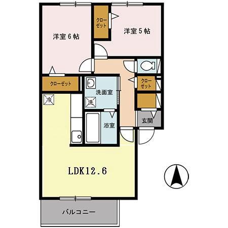 山田東の完工年月(2010年3月)築の賃貸アパートの間取り