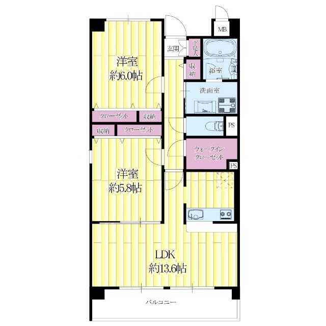 千里山松が丘の完工年月(2007年2月)築の賃貸マンションの間取り