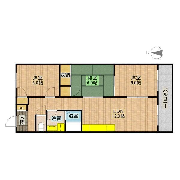 千里山西の完工年月(1997年7月)築の賃貸アパートの間取り