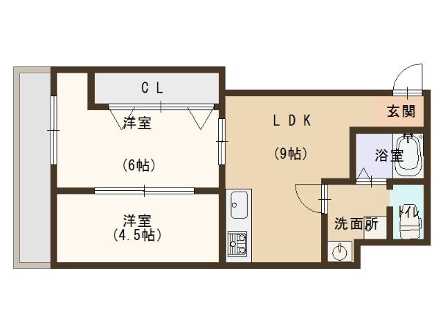 四宮の完工年月(1990年9月)築の賃貸マンションの間取り