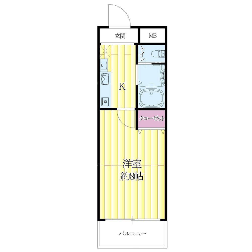 上山手町の完工年月(2001年4月)築の賃貸マンションの間取り